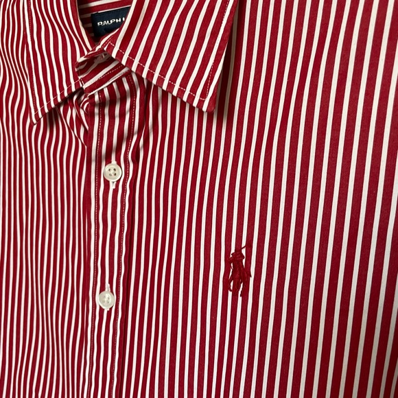 Ralph Lauren, red strips, bottom down shirt - Picture 2 of 2
